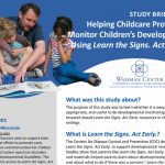 "Helping Childcare Providers Monitor Children's Development Using 'Learn the Signs, ACT Early.'" Man reading to two children.