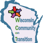 "Wisconsin Community on Transition" and five colorful arrows pointing to the center in outline of Wisconsin.